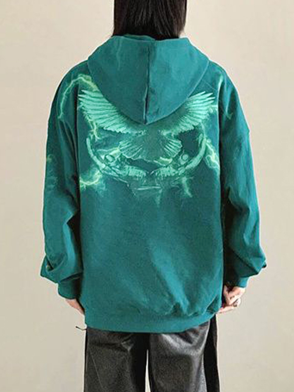 Men's Contrast Color Pigeon Print Oversized Hoodie-3