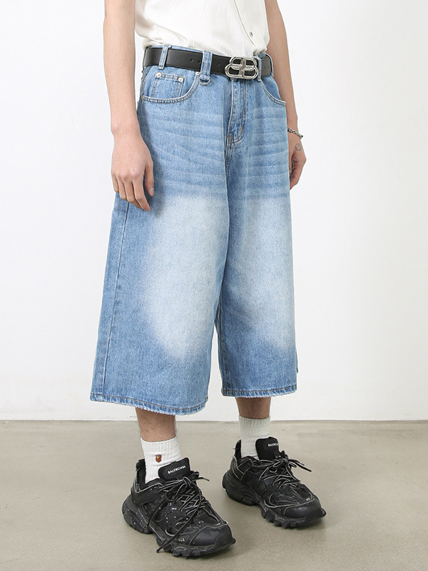 Wide Leg Street Style Straight Leg Denim Shorts-2