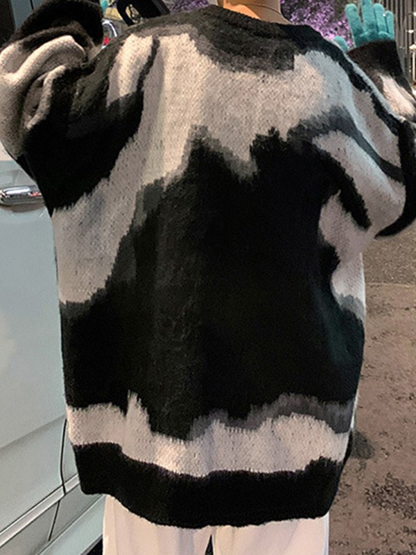 Men's Tie Dye Pullover Knit Sweater-4