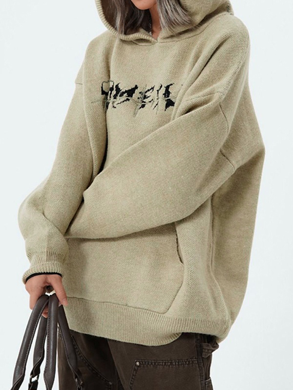 Skull Jacquard Hooded Pullover Sweater-2